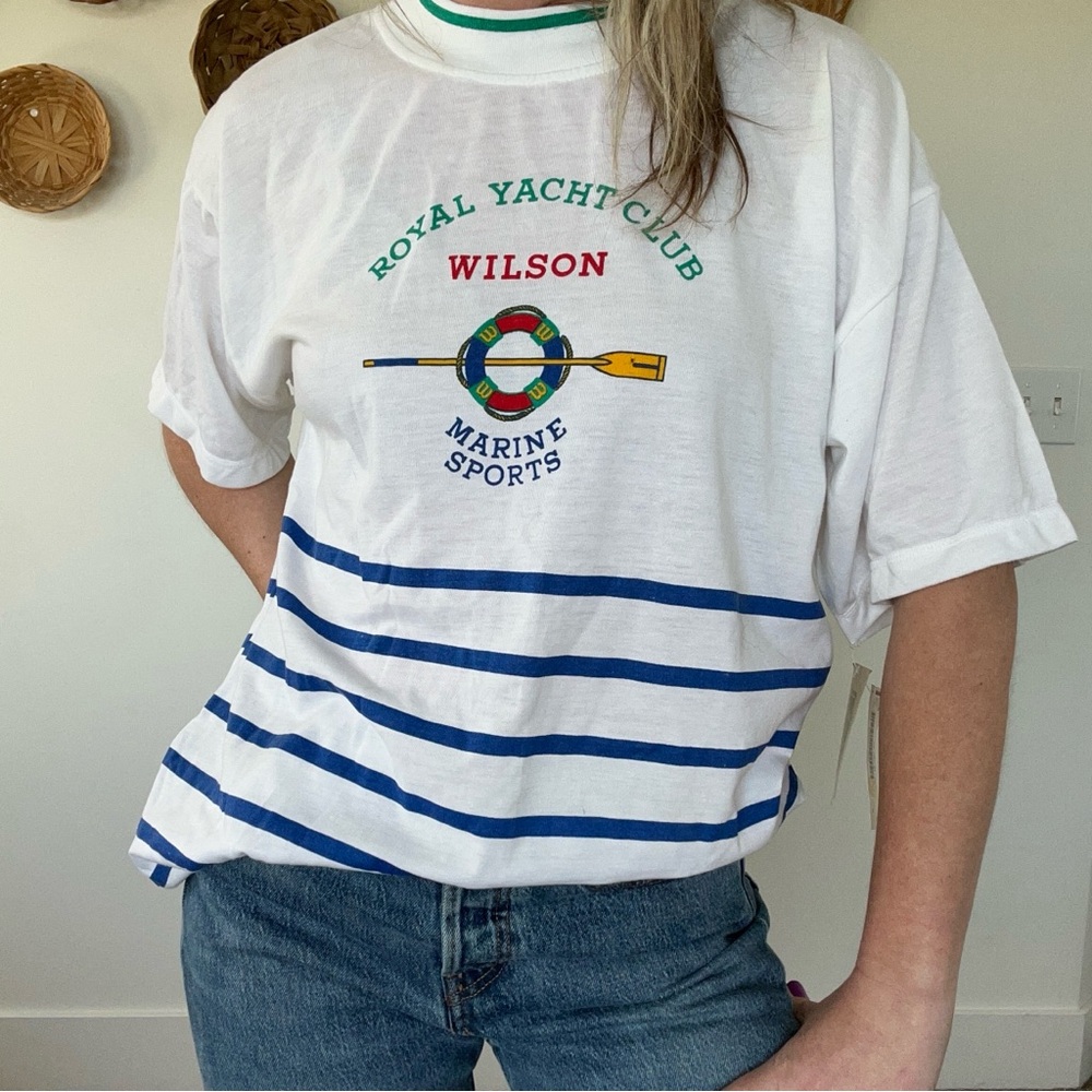 Vintage Dead stock Wilson Royal Yacht Club Mock Neck Tee
